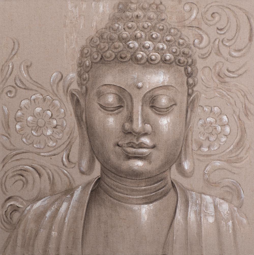 Painting Buddha Face Natural Wall Decoration Handpainted