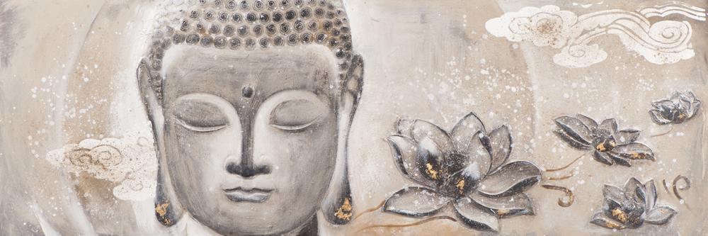 D196-60160 Painting Buddha Face Lotus 3D Zen Wall Decoration