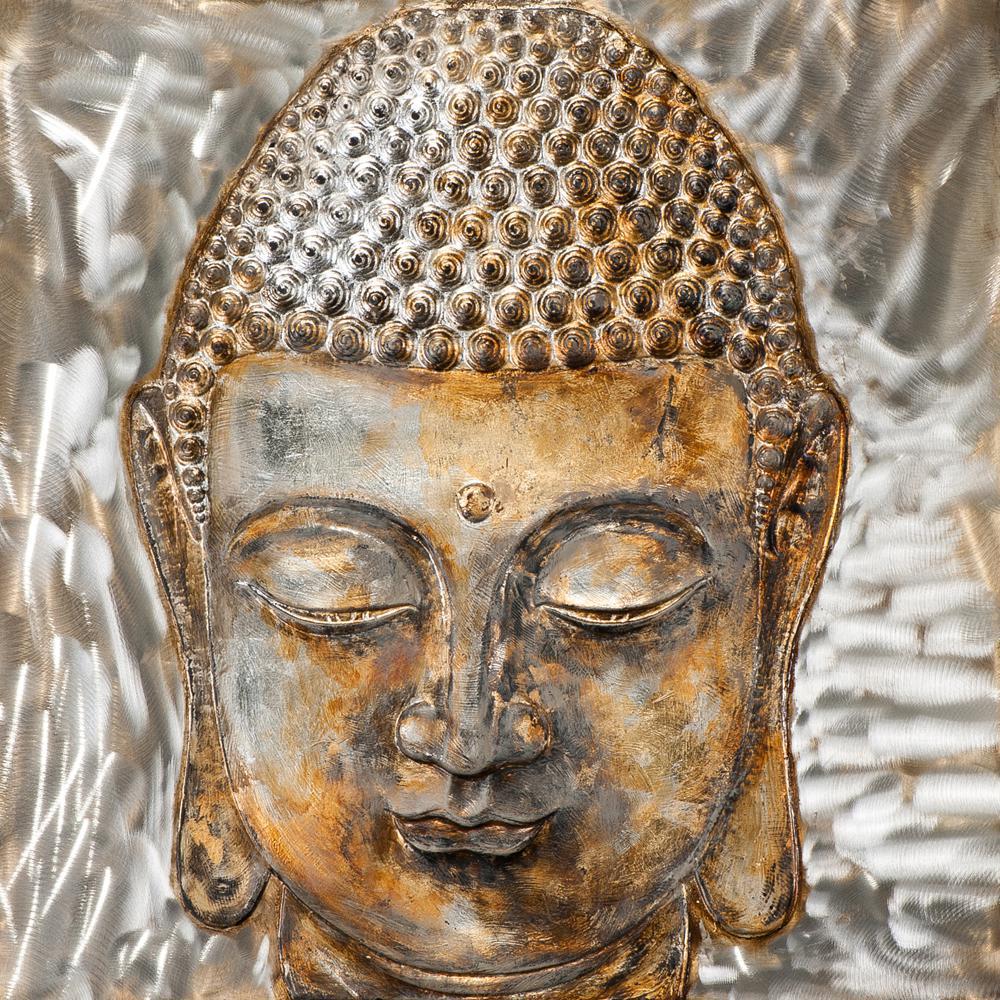Painting Buddha Face Glossy 3D Handpainted Wall Decoration