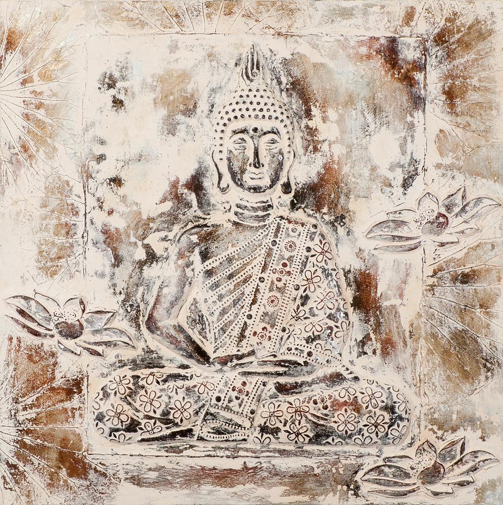 Painting Buddha Natural Elements 3D Handpainted Wall Decoration