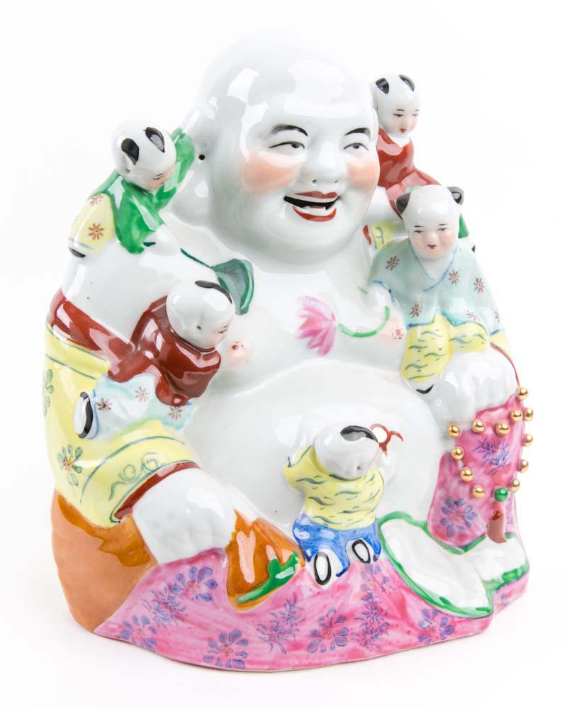 Lucky Happy Buddha Statue Porcelain Children Small