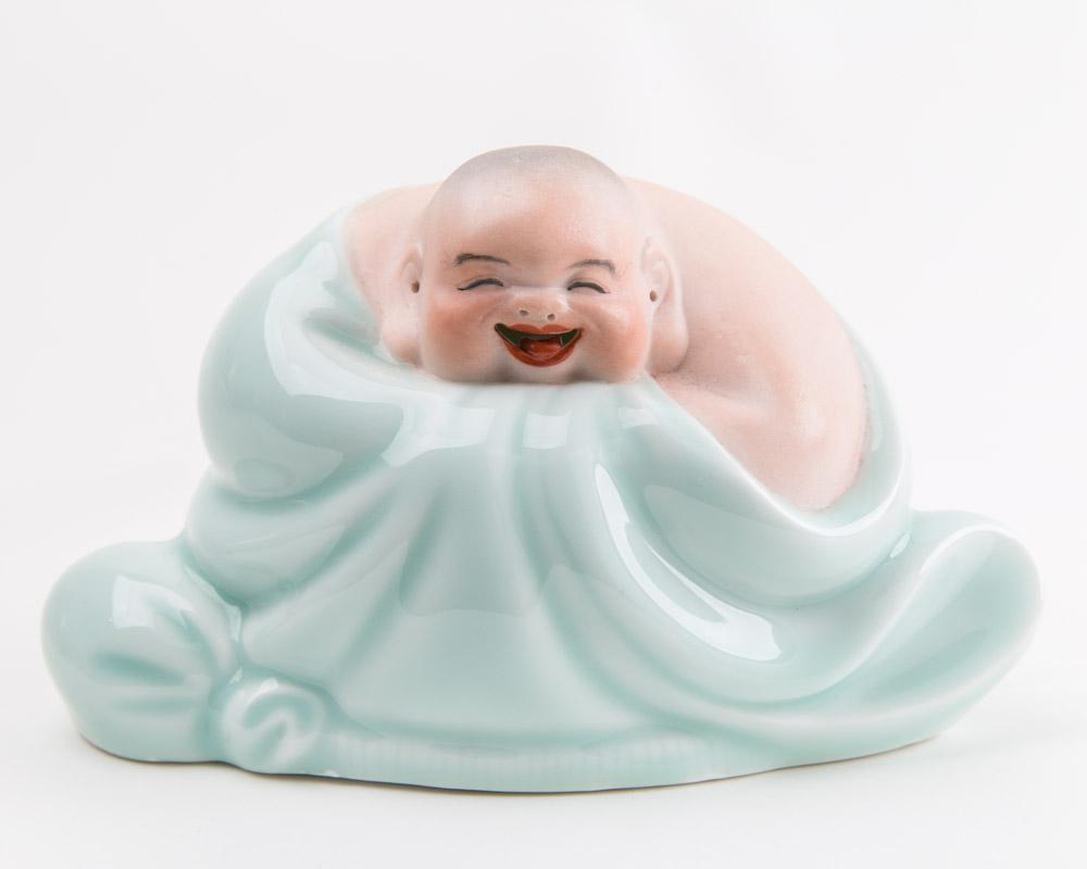 Lucky Happy Buddha Statue Porcelain White