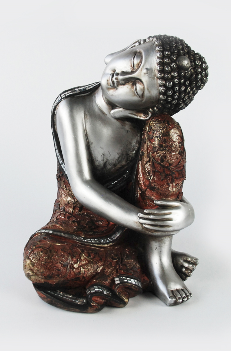 Sleeping Buddha with Glass Brown A Home Accessories Decoration